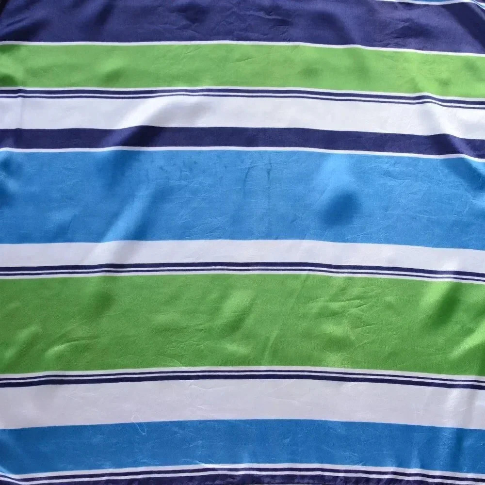 Vtg Blue and Green Striped Scarf